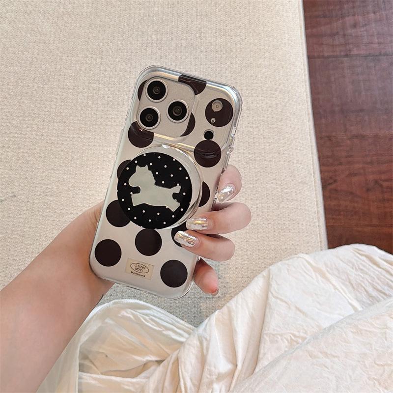 

Polka Dot Magnetic Mirror Bracket for iPhone 17/16 Pro Max/15/14 Cases iPhone 16 Pro