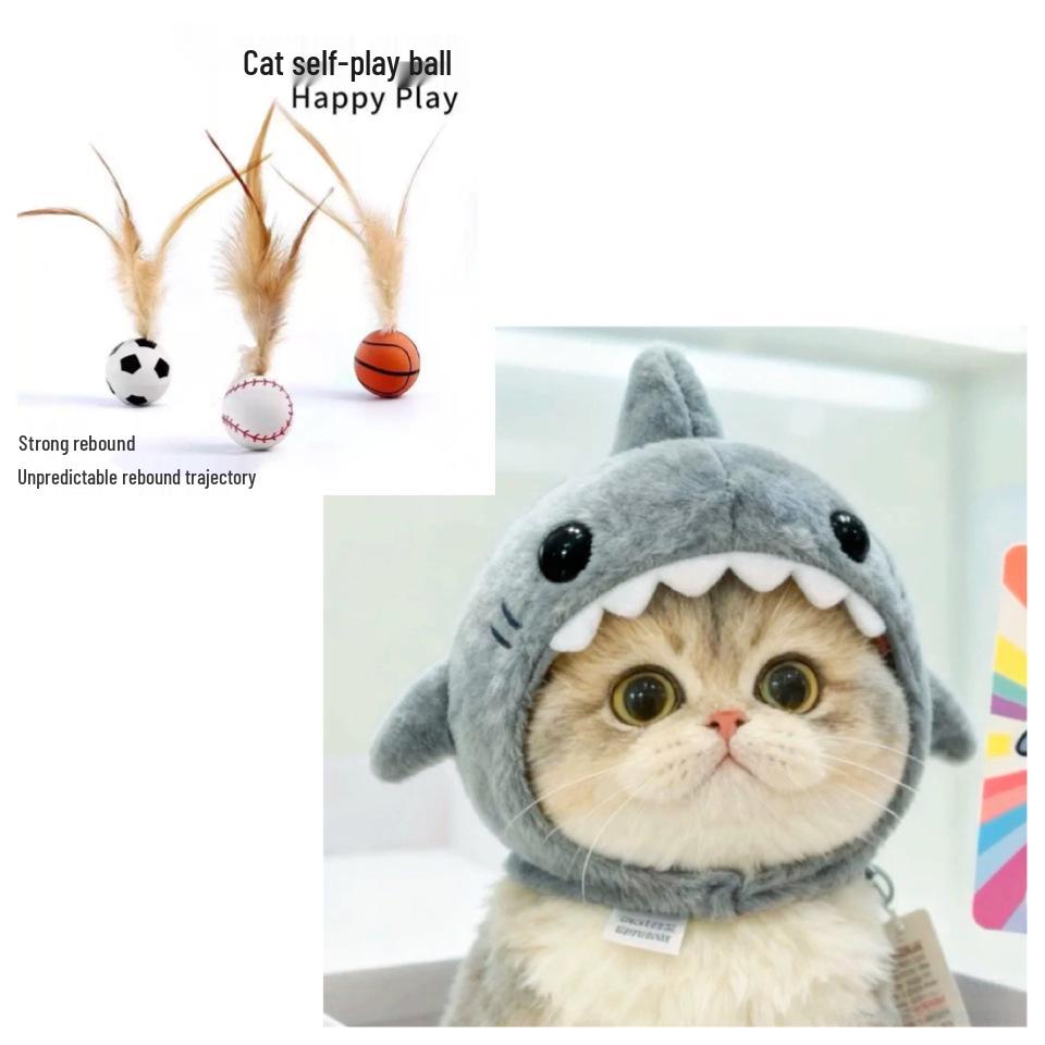 Grenzüberschreitende Katze Hai Dinosaurier Plüsch Haustierhut - Niedliche und Lustige Fotografie Requisite