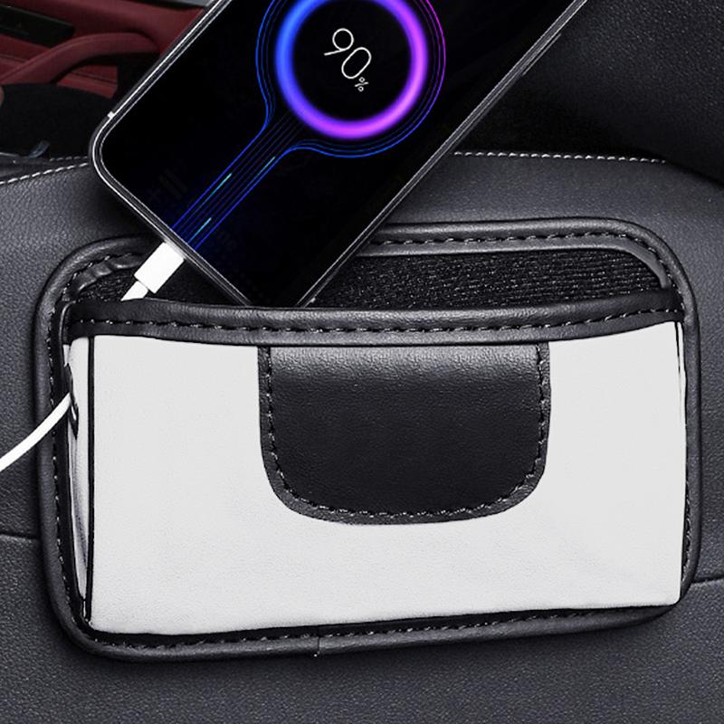 Auto Door Pocket Organizer Car Sticky Storage Bag Adhesive Door-Side Storage Pouch Artificial Leather For Center Console Items