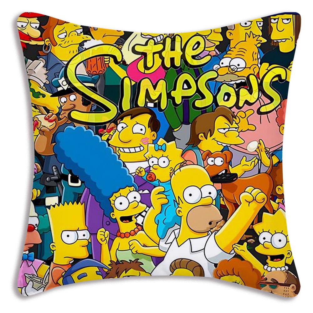 Funda de Almohada de Dibujos Animados Para S-Simpsonss Fundas Decorativas para Sofá del Hogar Impresión a Doble Cara Felpa Corta Funda de Cojín Linda
