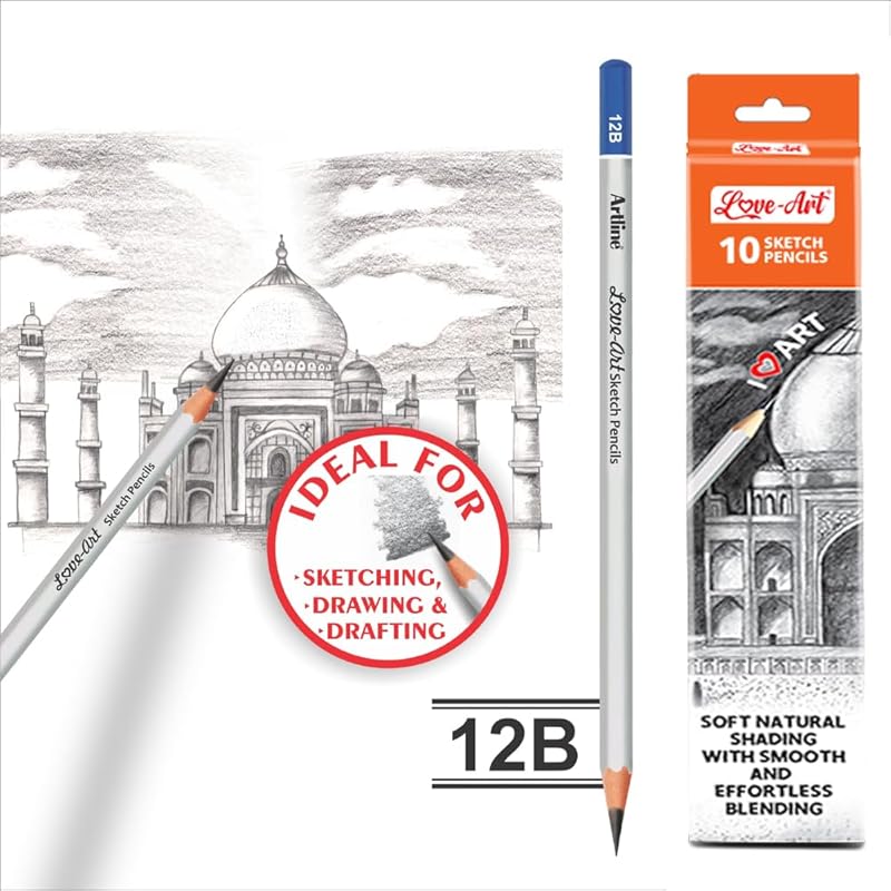 Artline Love Art Sketch Pencils 12B Set Of 10 In Quantity 2 | Ideal For Shading, Dark Tones, And Fine Details In Drawing 210 чёрный