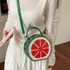 Kreative Frucht-Design Umhängetaschen für Damen Handys Sommer Lustige Wassermelonenförmige Runde Kleine Umhängetasche Leder Handtasche