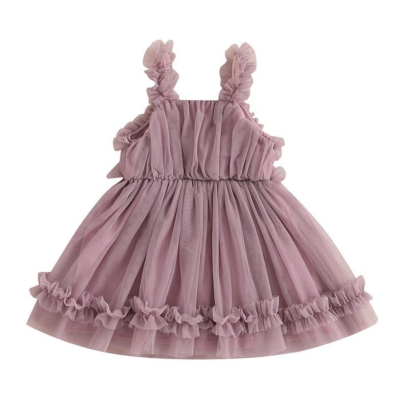 

Baby Dress Summer One Year Baby Girls Dress Clothes Solid Tulle Sleeveless Toddler Dresses for Girl 110 фіолетовий