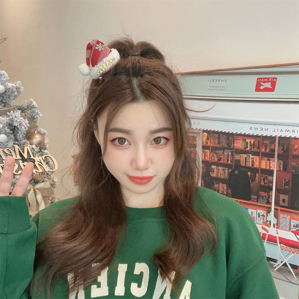 Merry Christmas Decor Christmas Hairpin Sequin Bell Christmas Hat Headband Red Barrette Santa Claus Children Antler Hair Clip