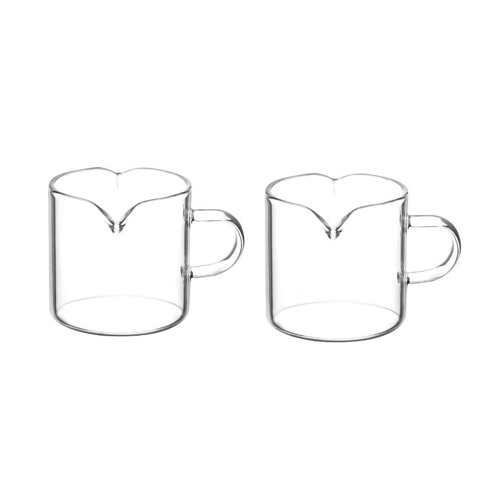 

2 Piece Clear Glass Coffee Cup Set 2 Flow Guide Port 120 ML Espresso Cup Set with Handle Mini Measure Cup Living Room
