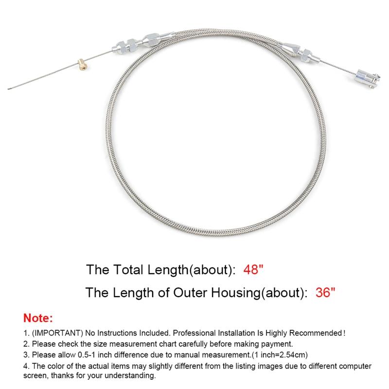 Automotive Throttle Gas Cable Stainless Steel Braided 36'' for 1 Engine 4.8L 5.3L 5.7L 6.0L