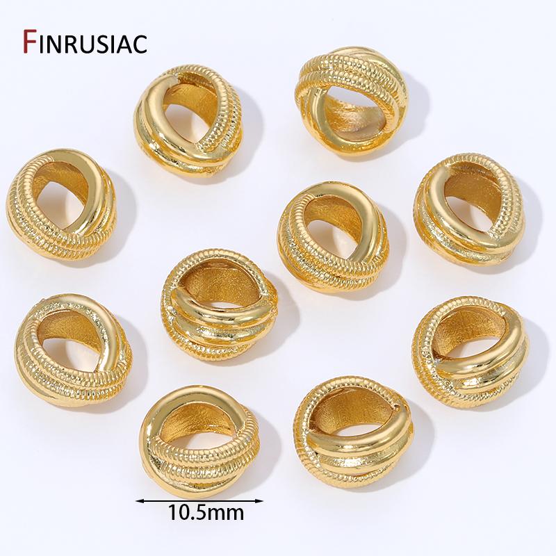 

18K Gold Plated Brass Round Braided Shape Spacer Beads,10.5mm Separators Beads For DIY Handmade Jewelry Making Supplies Findings 5 pieces