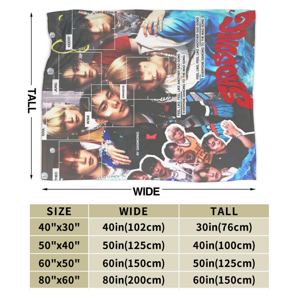 DUH! P1Harmony Kpop Music Album Blanket Fleece Cozy Soft Throw Blankets for Bed Bedding Throws