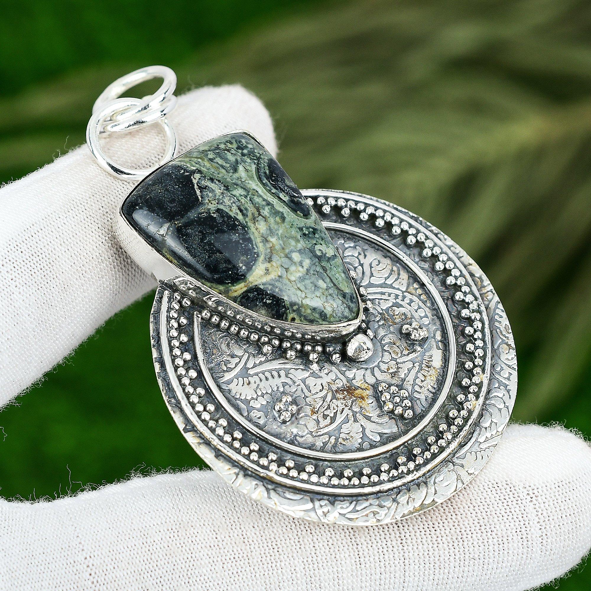 

Friendship Day Sale 925 Silver Trillion Kambaba Jasper Gemstone Bezel Pendant