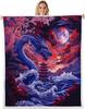 GUOYU Decke Japanische Stil Decken und Überwürfe Kran und Sonne Decke Überwurf für Kinder Erwachsene Kirschblüte Fleece-Decke Orientalische Malerei