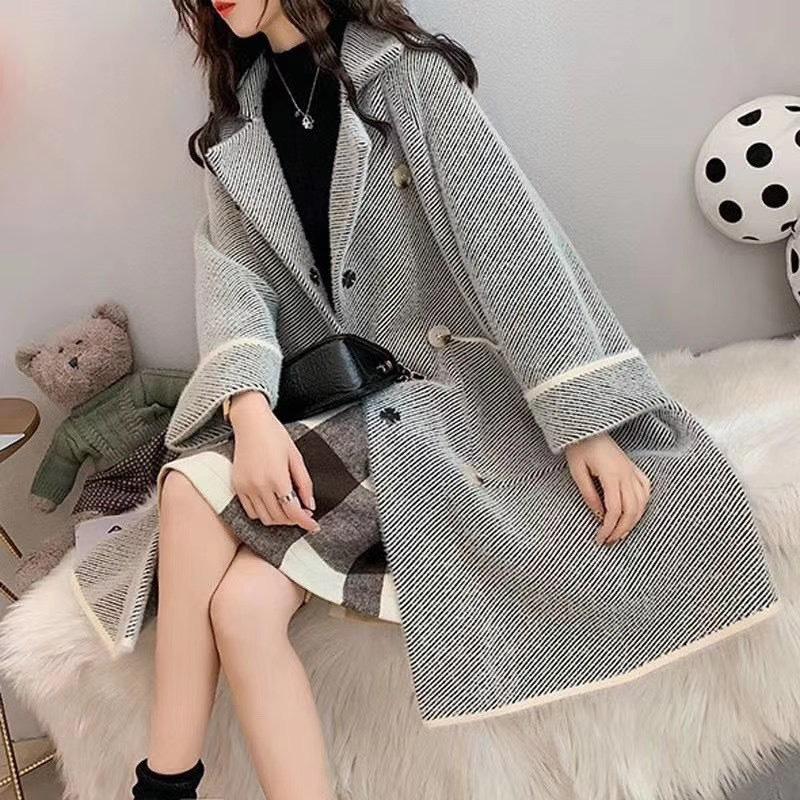 

Осенне-зимнее пальто женское пальто пальто студентки длинное зимнее шерстяное пальто норковая бархатная куртка средней длины one size fits all чёрный