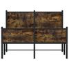Metal Bed Frame Without Mattress Smoked Oak Finish 120 X 200 Cm