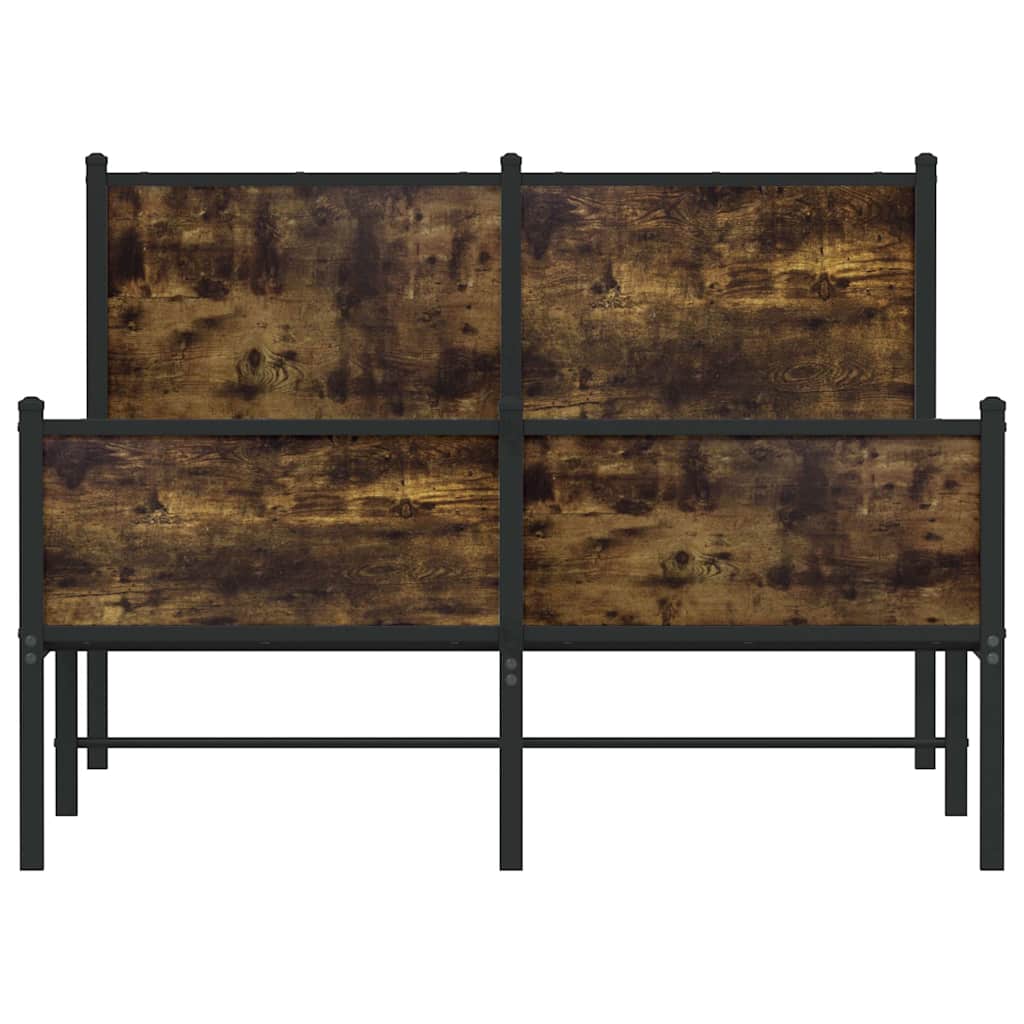 Metal Bed Frame Without Mattress Smoked Oak Finish 120 X 200 Cm