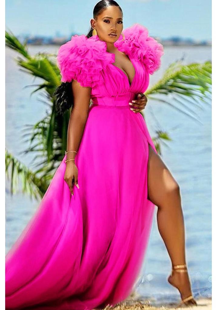 European & American Plus Size Mesh Hem Dress