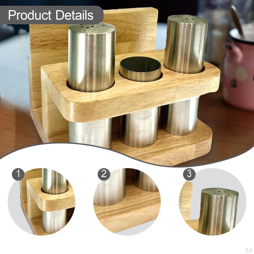 and Pepper Shaker Set Condiment Jars with Base Accessories Toothpick Holder Napkin for