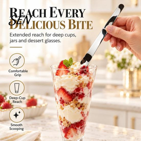Stainless Steel Ice Cream Spoon 304 Spoon, Multi-Purpose Dessert Scraper Versatile Kitchen Accessory for Yogurt Jam Oatmeal, Dishwasher Safe Stirring