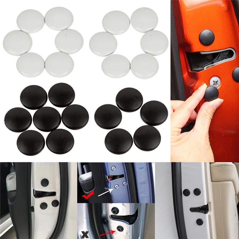 12Pcs Universal Car Interior Door Lock Screw Protector 3M Adhesive Anti-rusty Durable Cover Cap Trim Black White Mini Car Stuff
