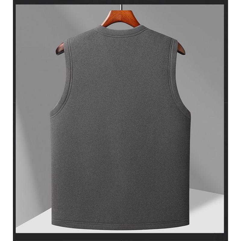 Autumn and Winter Men's Thickened Velvet Warm Vest Single-breasted V-neck Vest Jacket