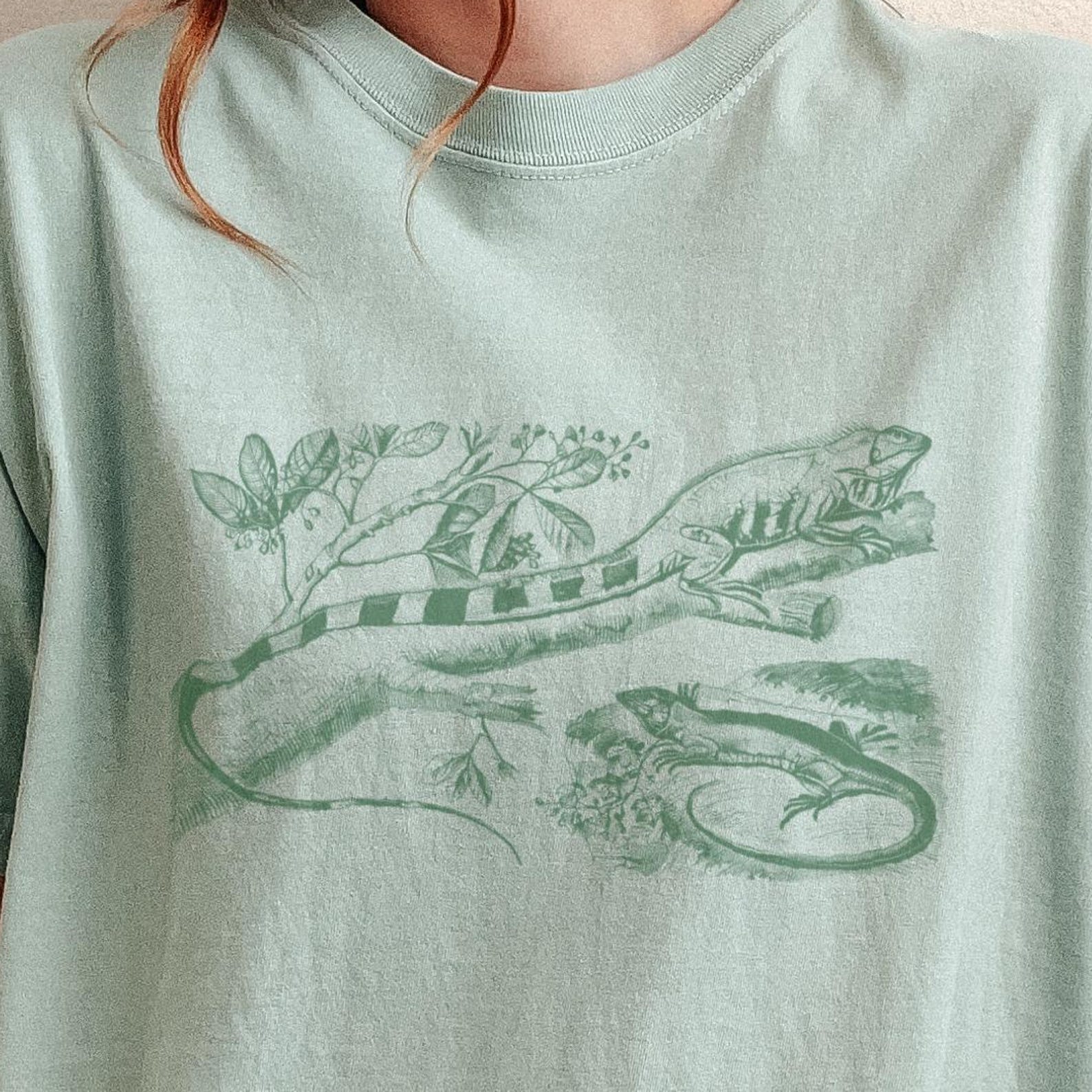 Two Lizards Sketch Shirt Tshirt Lizard Illustration Nature Reptile Graphic Comfort Colors Tee 120