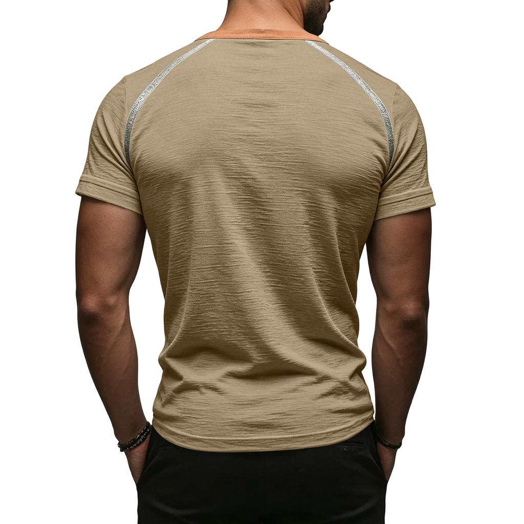 Men Casual Three Button Short Sleeve Henley Shirt Trim Raglan Crewneck Lightweight Summer Top