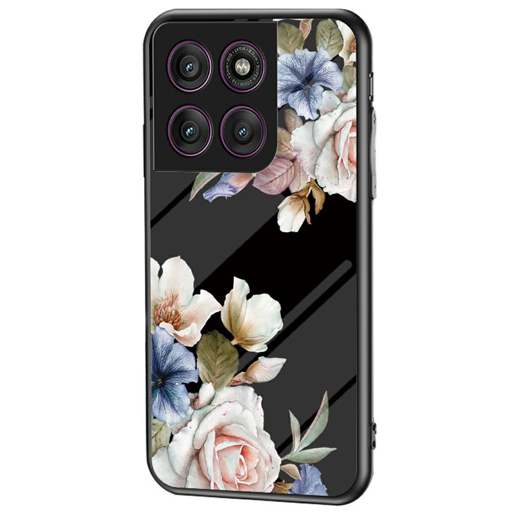 Für Motorola Edge 60 Pro 5G Hülle Blumenmuster TPU+Gehärtetes Glas Schutzhülle