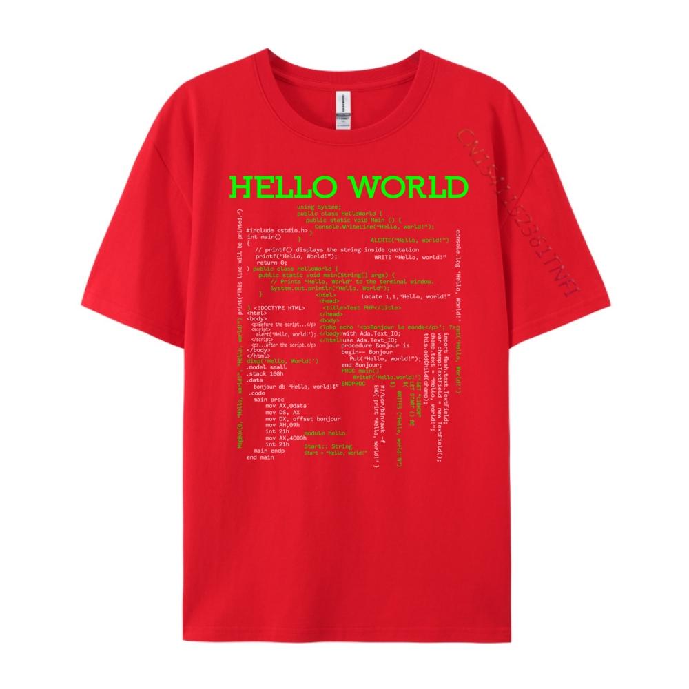Hello Coding World Computer Programming Languages Brand T Shirt Mens Clothing Man Tops Tees Chinese Style S