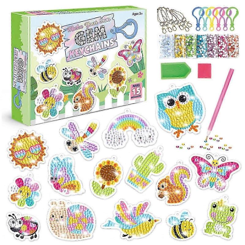 Portachiavi Pittura Diamante 5d Fai da Te Kit Pittura Diamante Artigianato con Diamanti Ornamenti da Appendere per Artigianato per Bambini Decorazioni Familiari