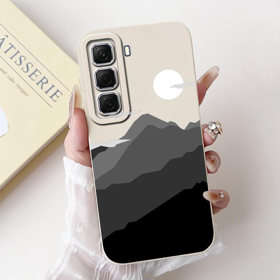 For Infinix Hot 50 50i 4G X6882 X6531 Case Liquid Silicone Soft TPU Back Cover Hot50 Hot50i Phone Funda Gothic Black Night Shell