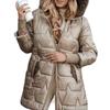 2026 Winter Womens Hooded Mid-Length Loose Cotton Puffer Coat Warm Fashion Casual Outerwear