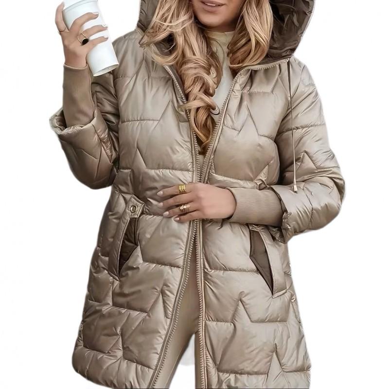 2026 Winter Womens Hooded Mid-Length Loose Cotton Puffer Coat Warm Fashion Casual Outerwear