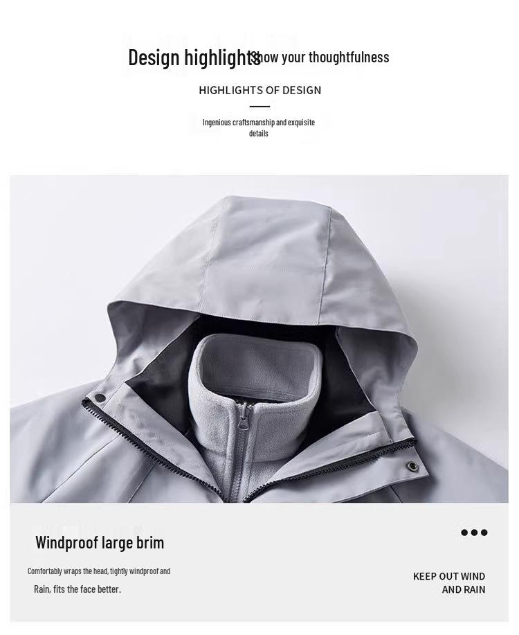 2025 Women's Windproof Fleece-Lined Detachable 3-in-1 Short Shell Jacket for Autumn & Winter Mountaineering