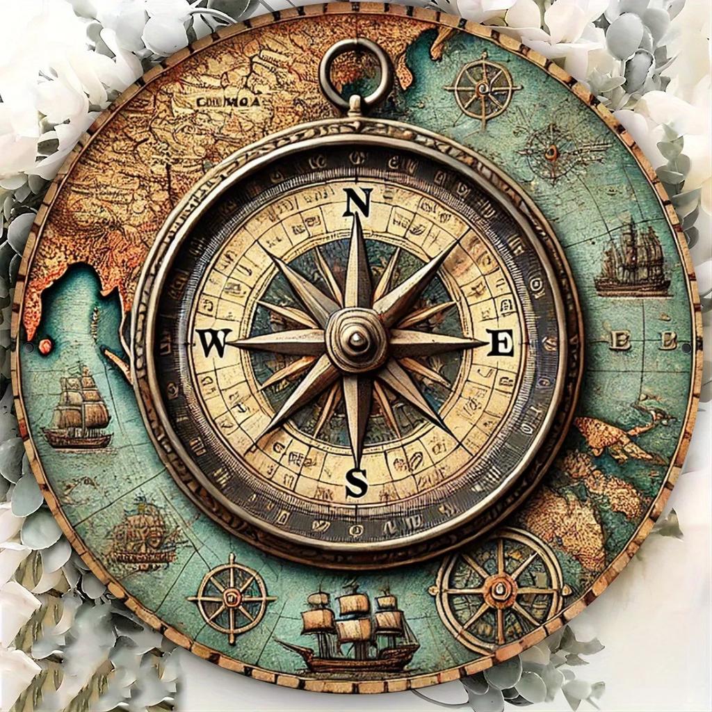 Classic Vintage Nautical Compass Metal Sign Durable IndoorOutdoor Decor an Ideal Gift for Seafaring Lovers