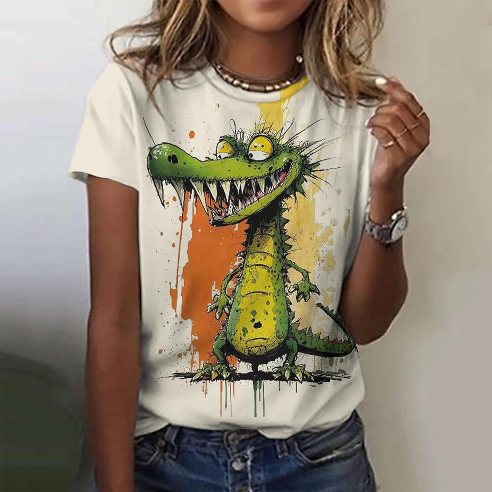 Cartoon Women's T-Shirts Cat 3d Print T-Shirt Harajuku Anime Casual Short Sleeve Top Tee O Neck Oversized Female Clothing Summer