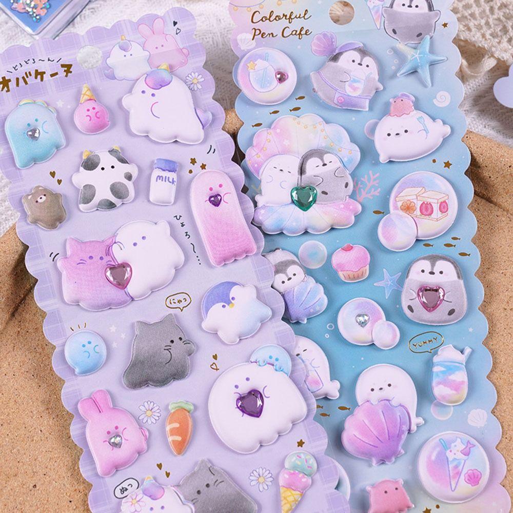 

Funny Penguin Pegasus Pattern Stickers Paper Kids Stickers Waterproof 3D Puffy Sticker Girls