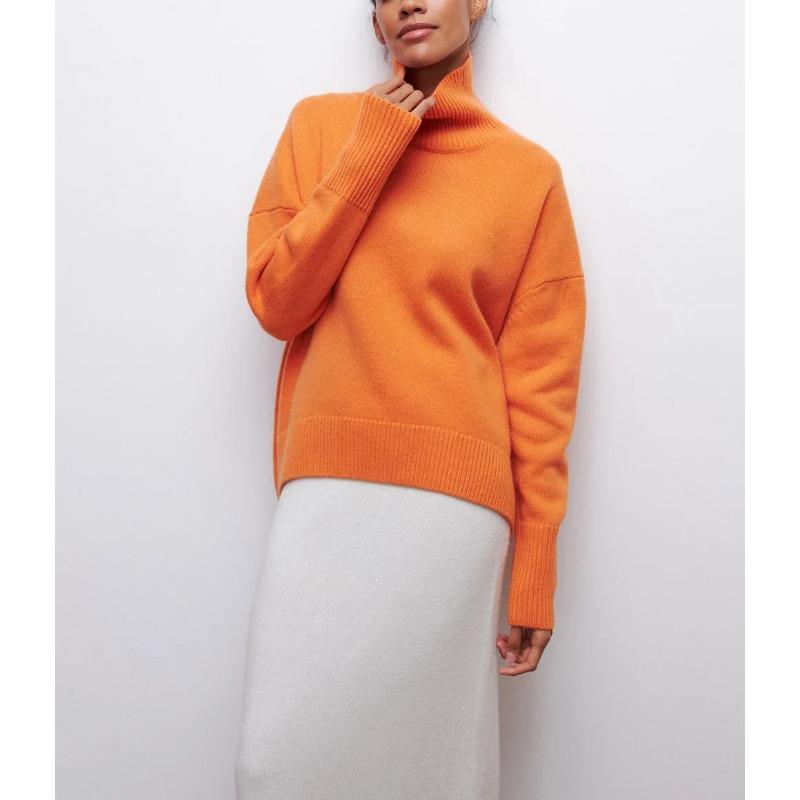 Women's Knitted Sweater Turtleneck White Black Christmas Loose Oversized Pullover Casual Knitwear Soft Sweater for Women 2025