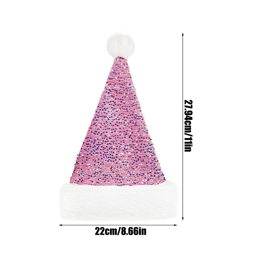 Christmas Decorative Santa Claus Hat Christmas Long Plush Thickened Red Gift Hat Adult Plush Christmas Hat Xmas Gift Decor