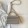 Woven Straw Rainbow Women's Bag 2026 New Chain Party Handbag Stylish Fashion Single Shoulder Bags For Young Lady