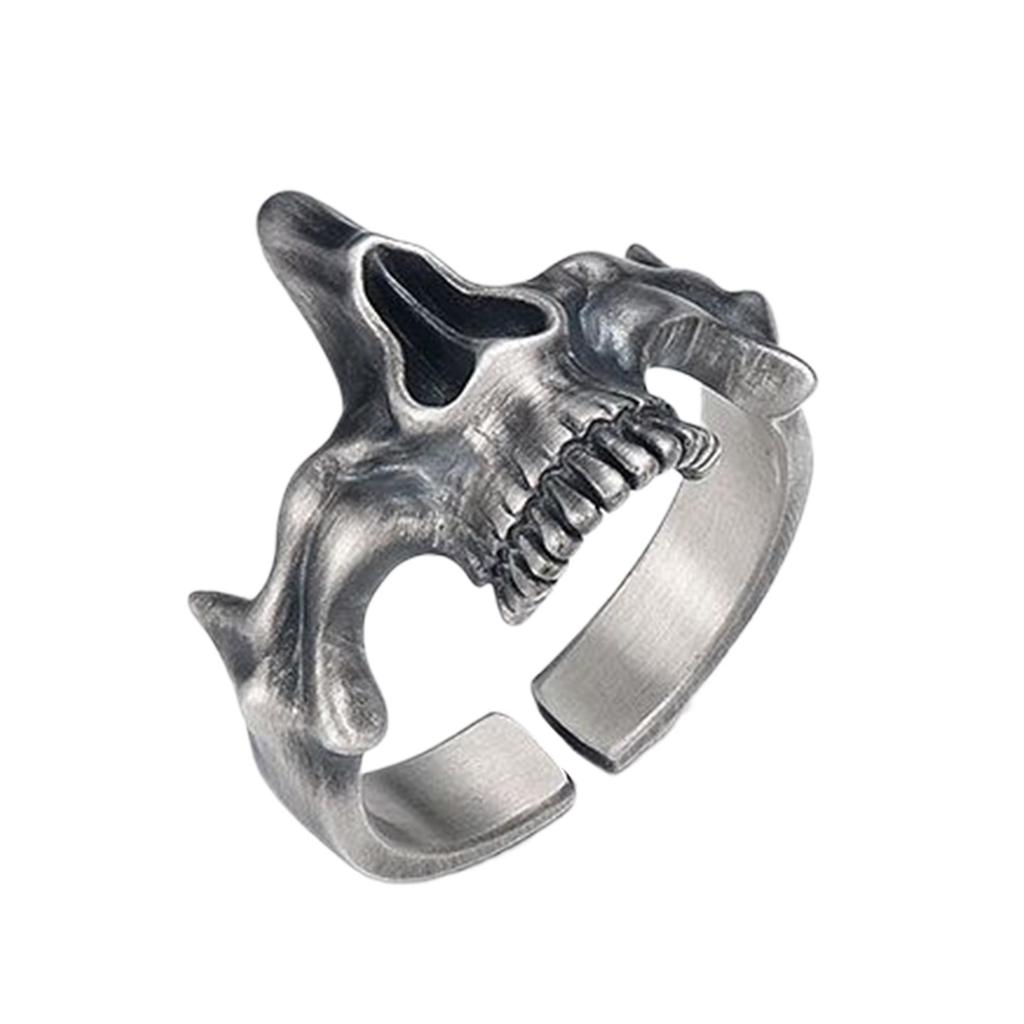 Anillos de Calavera de Moda Versátiles Accesorio Anillos de Calavera Retro Gótico para Hombre en Plata Negro Decoración de Dedos Inspirada en el Punk