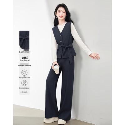 Si Shui Nian Hua Women's Elegant 3-Piece Outfit (Top, Vest, Pants)