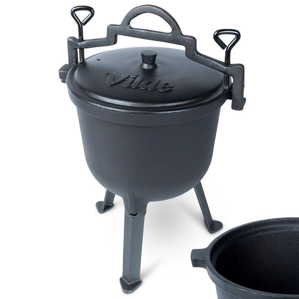 Emailierter Gusseisenkessel auf Füßen mit Deckel CAST LINE 8 l