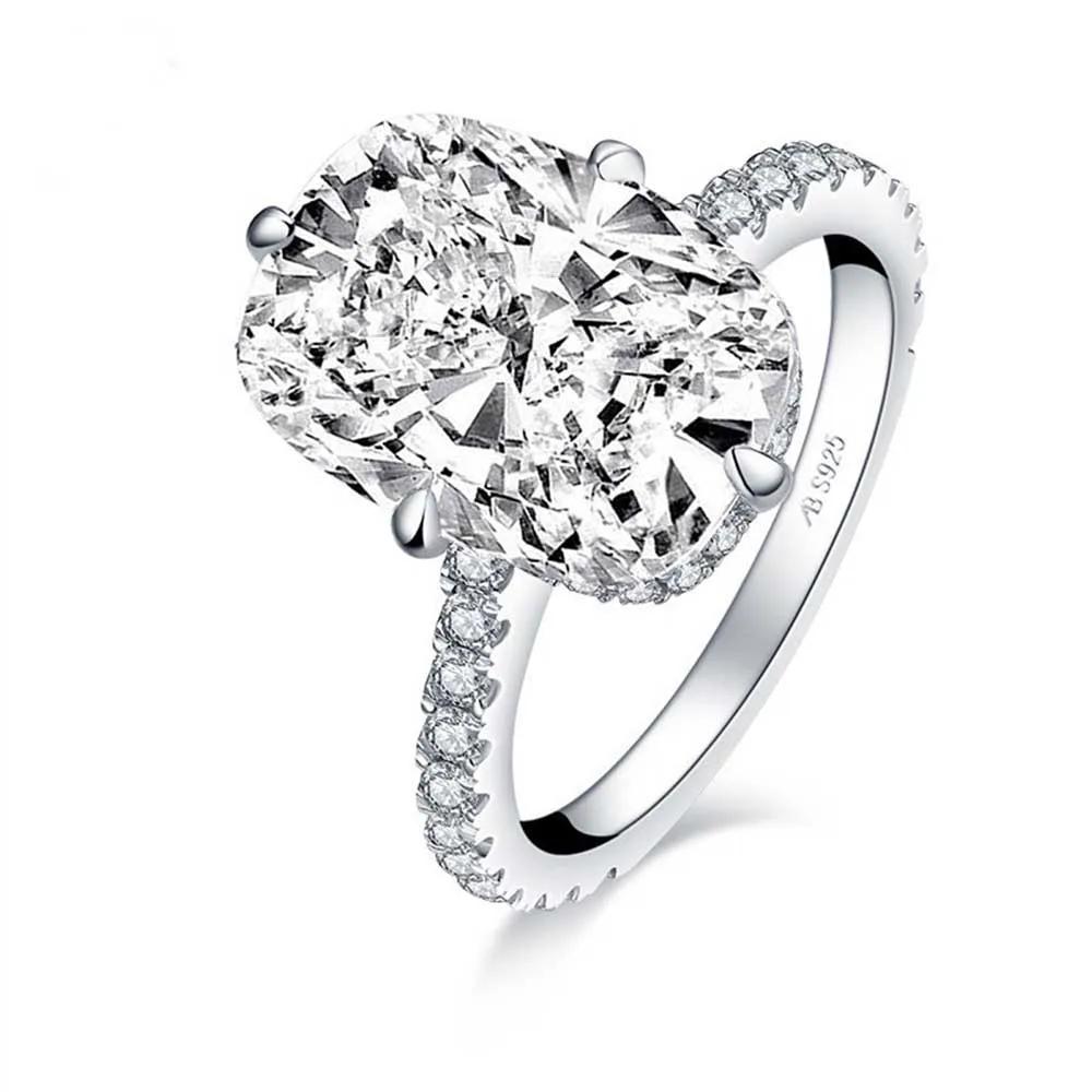 New Silver 925 Oval Real Moissanite Rings D Color Vvs1 8ct Women Wedding Luxury Diamond Rings Jewelry