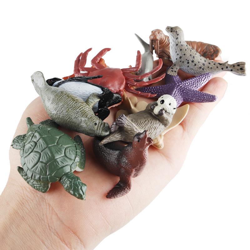 Kids' Mini Ocean Animal Set: Octopus, Penguin, Seal, Crab, Starfish, Turtle, Ray Models
