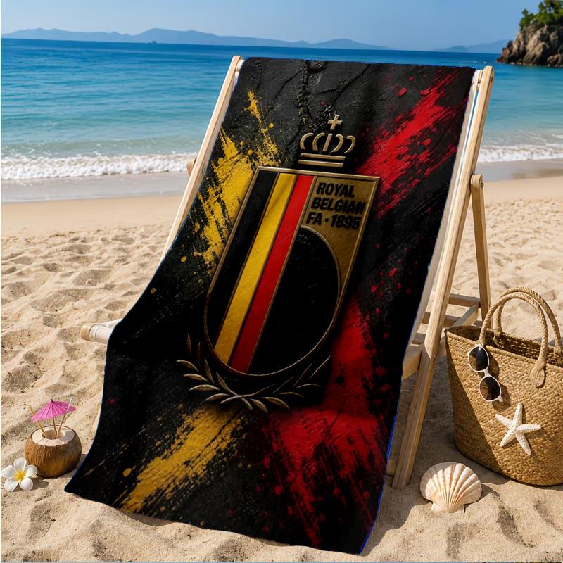 Belgian Football Association Emblem Beach Towel, Quick-drying, Easy to Care for, Suitable for Both Fitness and Beach Vacations,Sports Essential