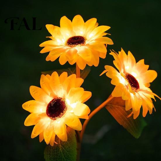Automatische Solar-Gartenleuchte Sonnenblumenlicht, Realistisch Angetrieben Außenblume Wasserdicht Automatisches Ein-/Ausschalten Dekoration für Terrasse Hinterhof Wiederaufladbare Lampe