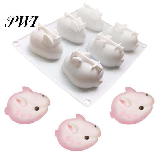 Pastry Mold Fondant Reusable Food Grade Heat-resistant DIY 2/6 Baking Grids Rabbit Dessert Candle Aromatherapy Kitchen Supplies Chocolate