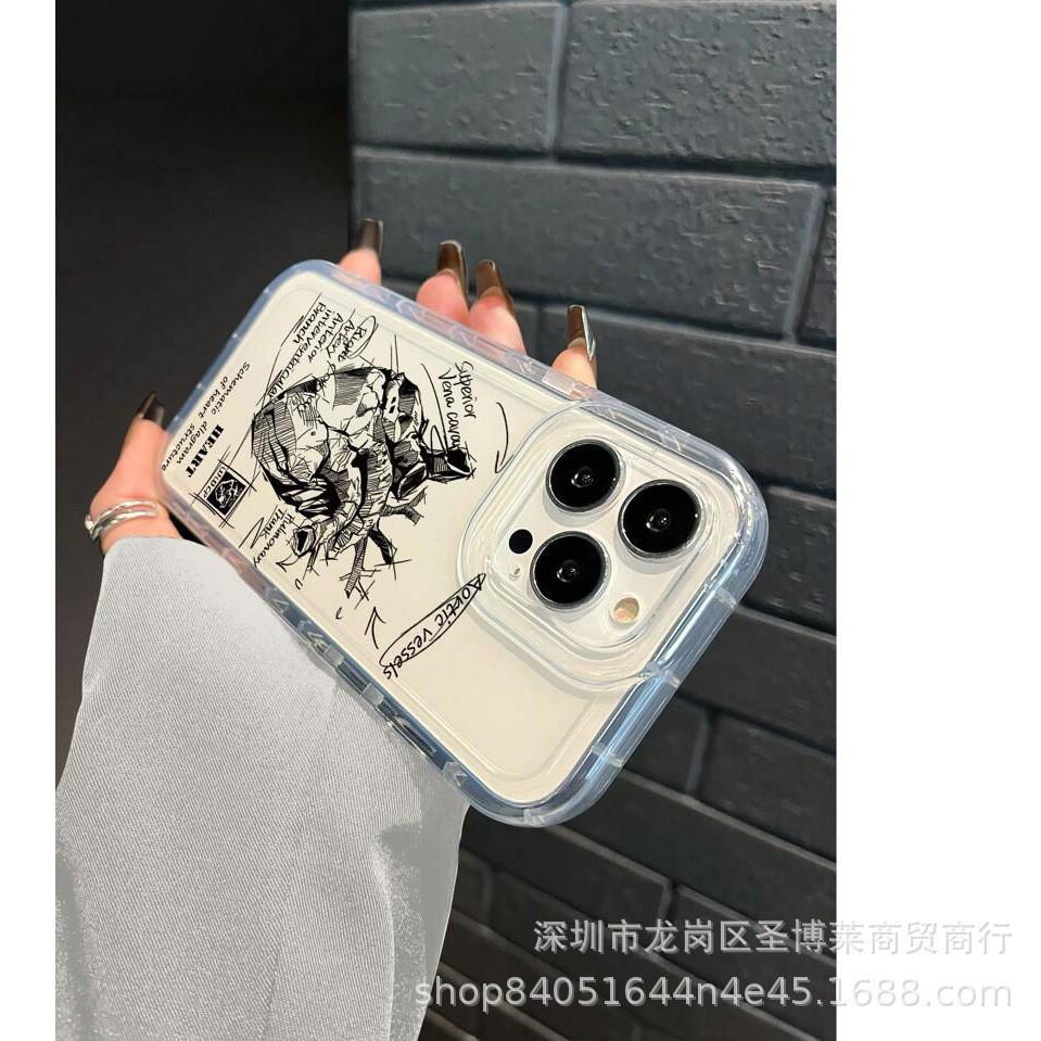 Sketch heart for iPhone 15 case iphone12promax transparent 14/13/11/XR airbag 16