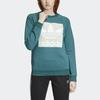 Adidas Originals Trefoil Crew Color Block Logo Pullover Sports Sweatshirt Women sweatshirt Green ED7551