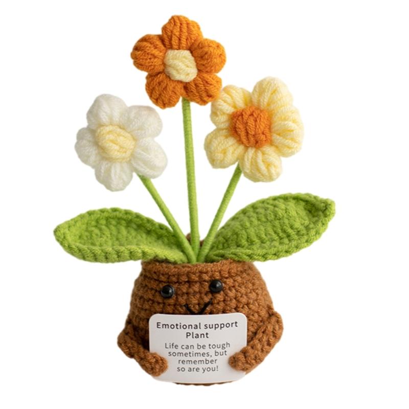 Handmade Yarn Crochet Potted Plant Craft Set Home Decoration Family Activity