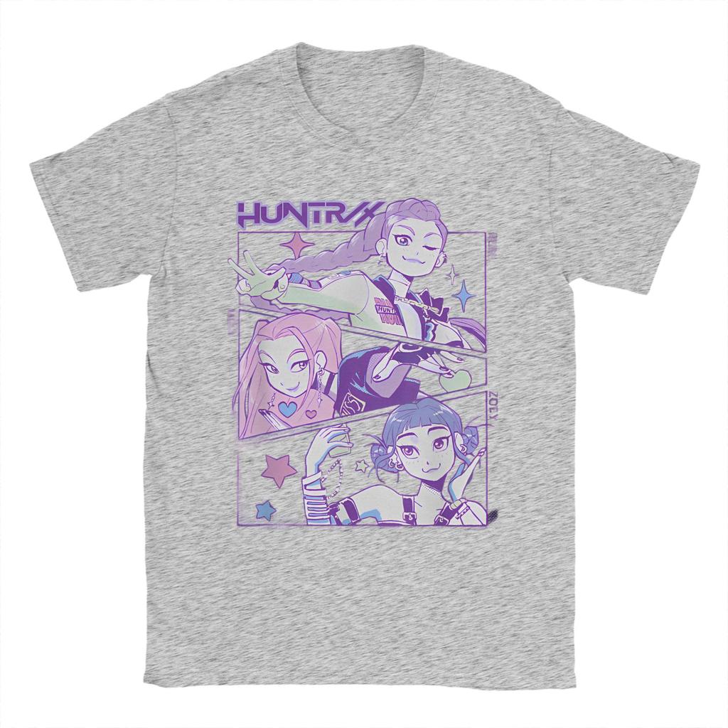 Huntrix Demon Hunters Tour Poster T Shirt Men Vintage 100 Cotton T-Shirts Summer Crew Neck Hip Hop Tee Shirt Oversized Clothing