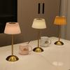 3 Color Lights Small Pleated Table Lamp Touch Control Stepless Dimmable Desk Ambient Light USB Rechargeable Fabric Shade